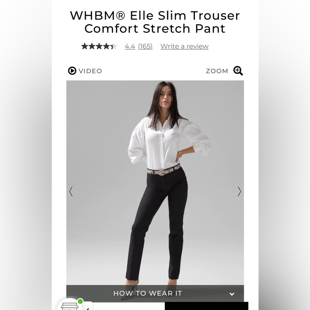 NWT- WHBM Elle Slim Trouser Pants 4L